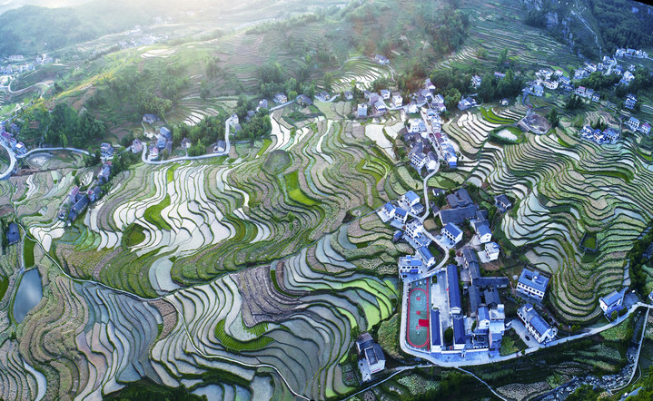 Террасные поля Фэнъянь в провинции Шэньси способствуют развитию местного туризма